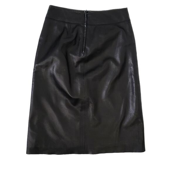 BCBGMaxAzria 100% Leather Pencil Skirt Black SIZE 2, Raw Hem, Lined, Zip Close - Picture 3 of 6